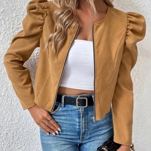 Luxe Puff Sleeve Zip up Jacket - Picture 3 of 15